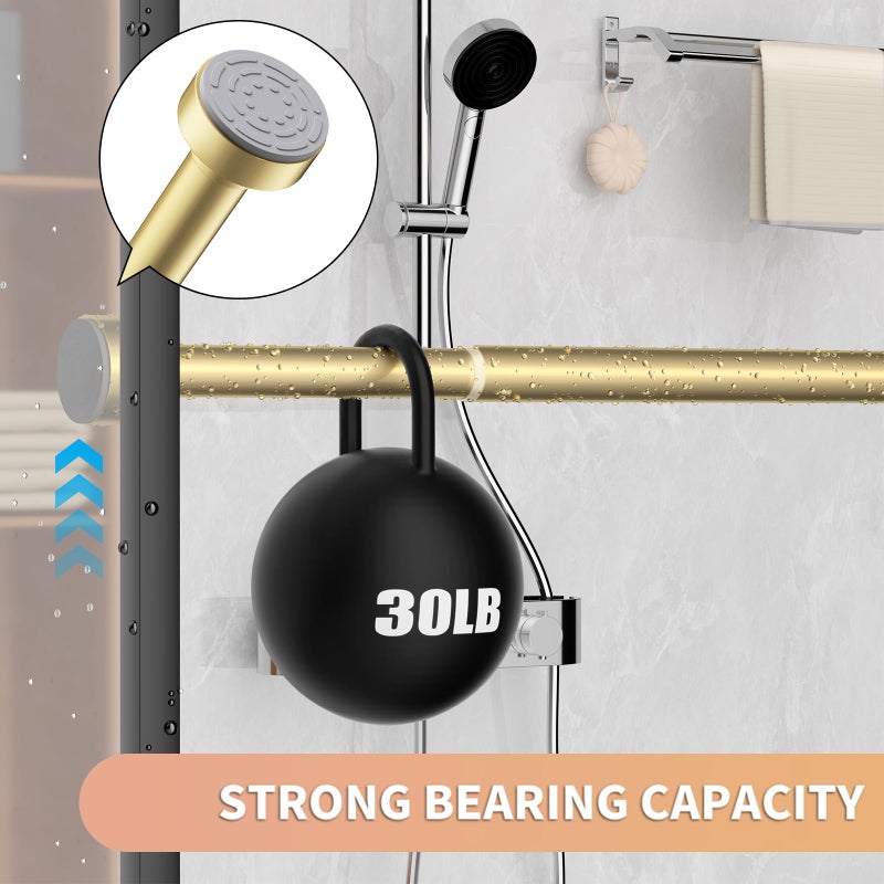 Emlaoe Gold Shower Curtain Rod 34-82 Inches(2.8-6.8ft) Never Rust Adjustable Shower Rod Spring Tension Non Slip No Drilling Shower Rods for Bathroom Garland Window - Image 4