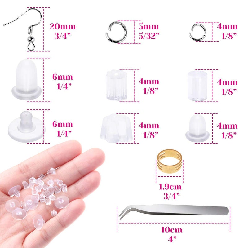 anezus Earring Hooks, Anezus 1900Pcs Earring Making Supplies Kit with Jewelry Hooks, Fish Hook Earrings, Earring Backs, Jump Rings for Jewelry Making and Earring Repair,Gifts for Women - Image 4