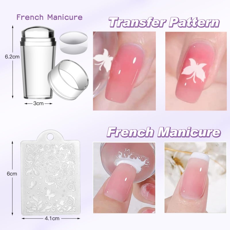 Biutee Nail Stamper Kit 12Pcs Nail Stamping Plate 8Pcs Stamping Gel Polish Nail Stamping Kit with Silicone Stamper Scraper Storage Bag Lace Plaid Stamp Template Christmas Gift for Women - Image 5