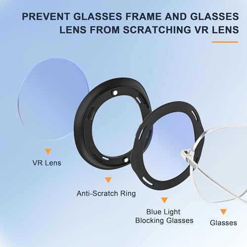 STARTRC GAMES Lens Protector Cover Kit for Meta Quest 3, Blue Light Blocking Glasses with Glasses Spacer for Oculus Quest 3, Protector Anti-Scratch Ring Accessories for Meta Quest 3 (Not for Oculus Quest 3S) - Image 4