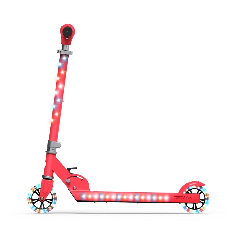 Jetson Scooters - Jupiter Kick Scooter (Red) - Collapsible Portable Kids Push Scooter - Lightweight Folding Design with High Visibility RGB Light Up LEDs on Stem, Wheels, and Deck - Image 2