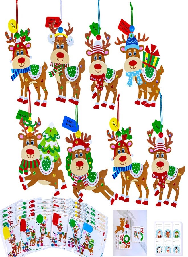 Winlyn 24 Sets Christmas Craft Kits Winter Crafts DIY Xmas Reindeer Ornaments Decorations Festive Foam Stickers Christmas Arts and Crafts for Kids Holiday Home Classroom Art Activities Party Favors - Image 1