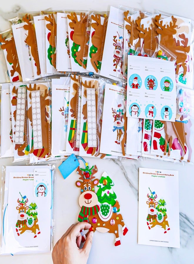 Winlyn 24 Sets Christmas Craft Kits Winter Crafts DIY Xmas Reindeer Ornaments Decorations Festive Foam Stickers Christmas Arts and Crafts for Kids Holiday Home Classroom Art Activities Party Favors - Image 3