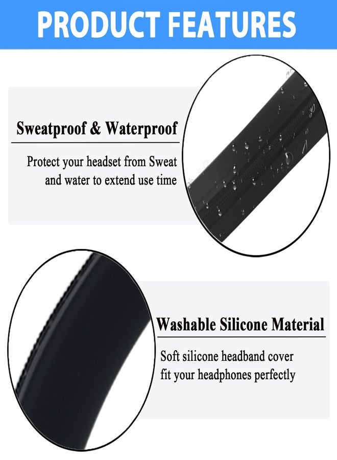 Adhiper Silicone Sweat Headband Cover for Beats Studio Pro & Studio 3 Headphones, Silicone Cover Headphone Cover Accessories for Bose QuietComfort Ultra Headphone, Washable & Sweatproof - Black - Image 3