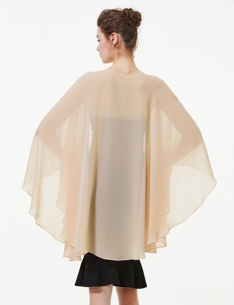 BEAUTELICATE Chiffon Shawl Bridal Wedding Wrap Long Evening Scarves Scarf Champagne - Image 2