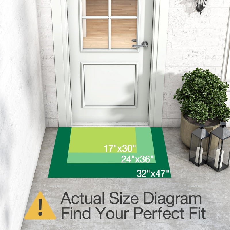 LUMI Outside Welcome Door Mat 17x30, Non Slip Durable Rubber Entrance Doormat, Low Profile Easy Clean Mats for Front Back Door Entryway Porch Garage, Hello - Image 2