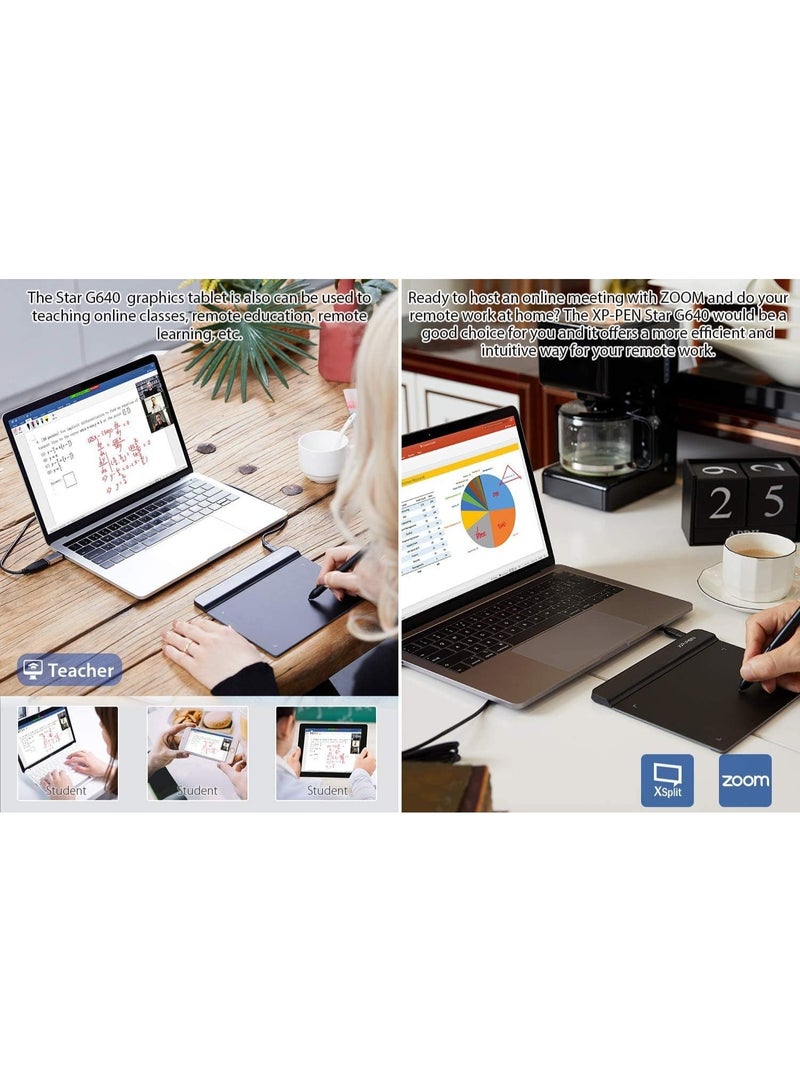 XP-PEN جهاز لوحي للرسم الرقمي XPPen StarG640، مقاس 6×4 بوصة، مزود بقلم لمس يعمل بدون بطارية، لأجهزة Mac وWindows وChromebook (للرسم/التعلم الإلكتروني/العمل عن بُعد) - Image 5
