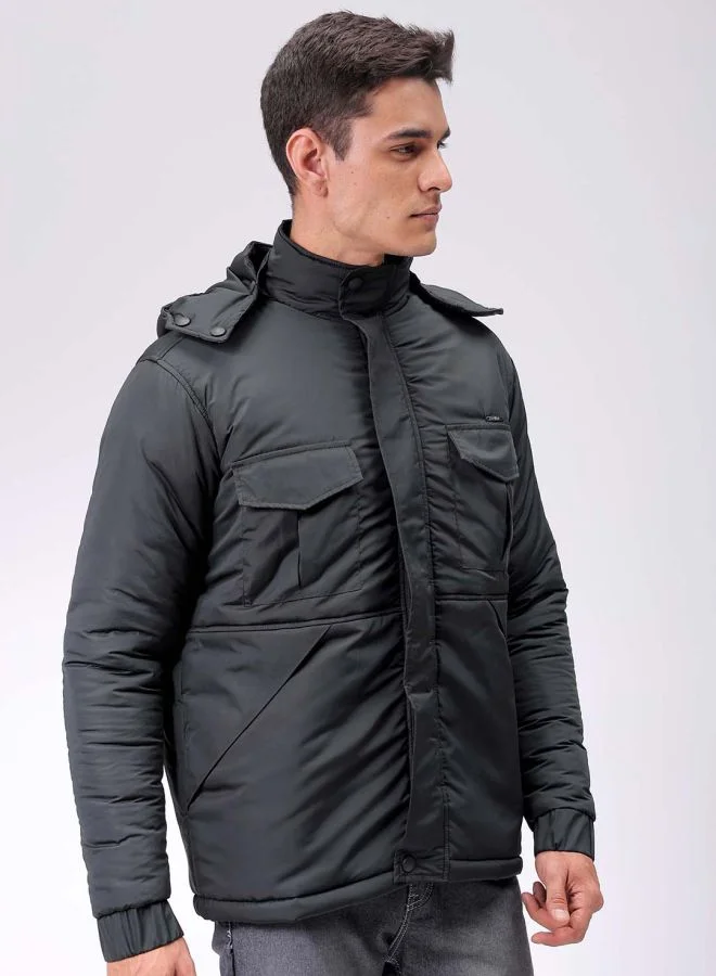 The Indian Garage Co Men Slim Fit Solid Puffer Jackets