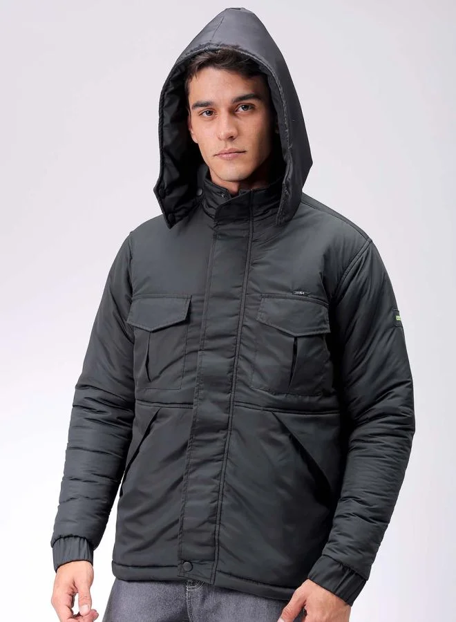 The Indian Garage Co Men Slim Fit Solid Puffer Jackets