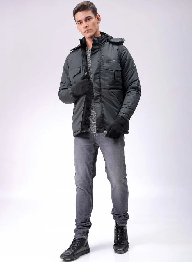 The Indian Garage Co Men Slim Fit Solid Puffer Jackets
