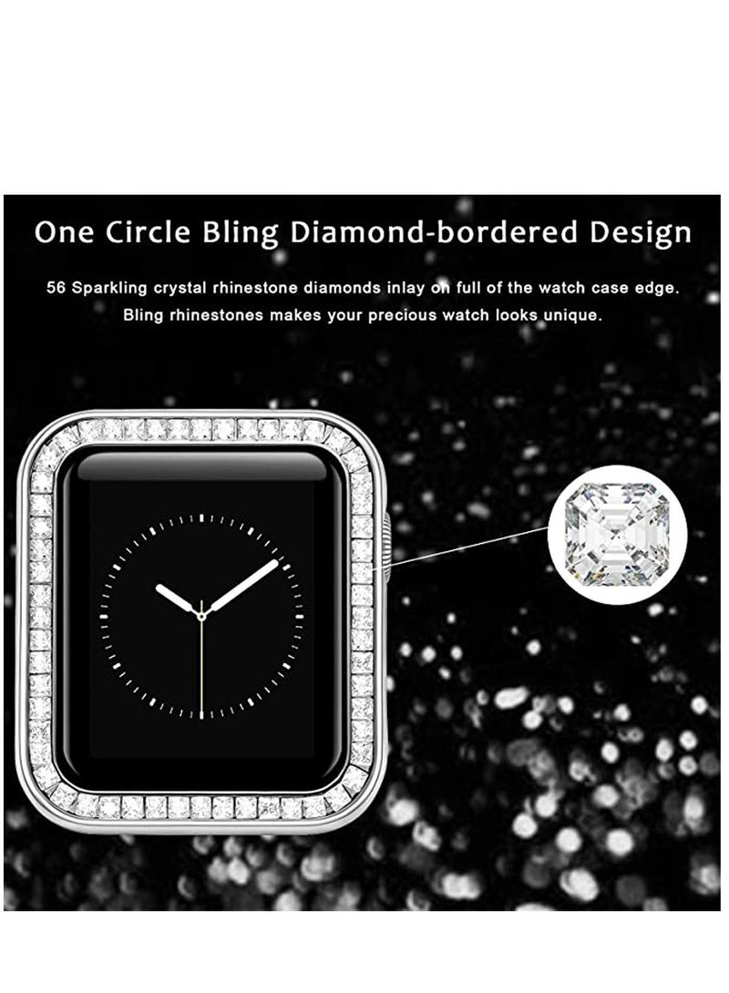 Y&D Compatible for Apple Watch Case 40 MM, Cases with Luxury Gorgeous Large Square Crystal Diamond Gift Box, IWatch Protective Covers Series SE/ 6/5/ 4 (Silver) - Image 2