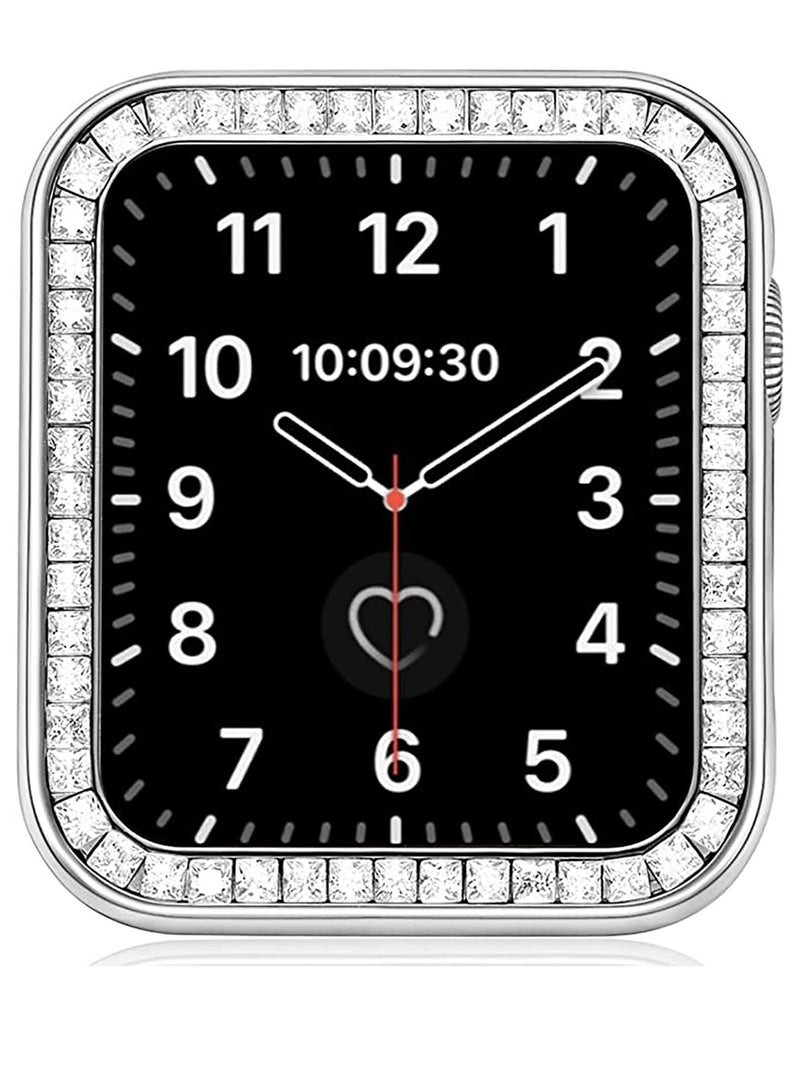 Y&D Compatible for Apple Watch Case 40 MM, Cases with Luxury Gorgeous Large Square Crystal Diamond Gift Box, IWatch Protective Covers Series SE/ 6/5/ 4 (Silver) - Image 1