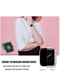 Y&D Compatible for Apple Watch Case 40 MM, Cases with Luxury Gorgeous Large Square Crystal Diamond Gift Box, IWatch Protective Covers Series SE/ 6/5/ 4 (Silver)  - Image 4