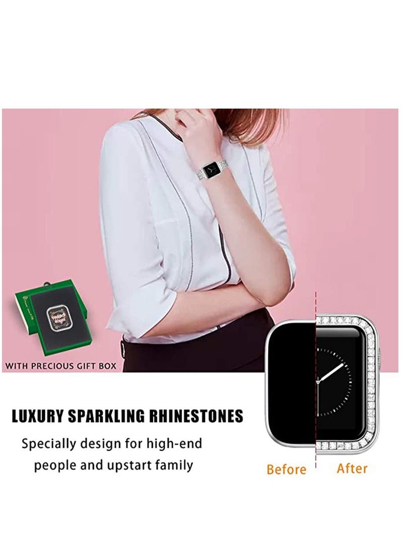 Y&D Compatible for Apple Watch Case 40 MM, Cases with Luxury Gorgeous Large Square Crystal Diamond Gift Box, IWatch Protective Covers Series SE/ 6/5/ 4 (Silver) - Image 4