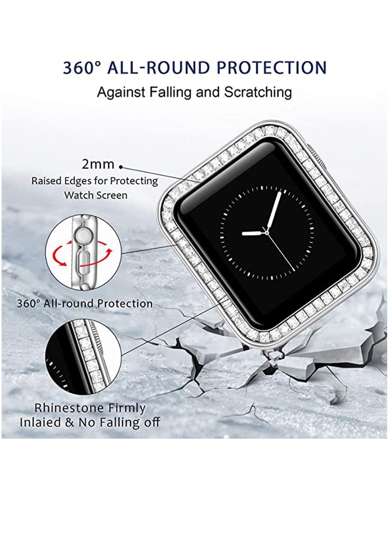 Y&D Compatible for Apple Watch Case 40 MM, Cases with Luxury Gorgeous Large Square Crystal Diamond Gift Box, IWatch Protective Covers Series SE/ 6/5/ 4 (Silver) - Image 3