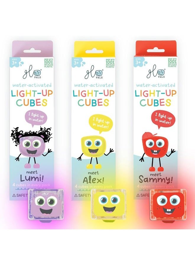 Glo Pals حزمة مكعبات مضيئة تعمل بالماء للعب الحسي (غرب متوحش - بنفسجي، أصفر + أحمر) - Image 1