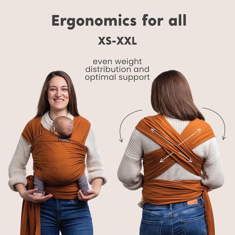 Cuddle Bug Baby Wrap - Hands-Free Baby Carrier Wrap - Soft & Stretchy Baby Wraps Carrier - Carrier Newborn to Toddler 7-35 lbs - One-Size-Fits-All Holder - Hip-Healthy (Brown) - Image 5