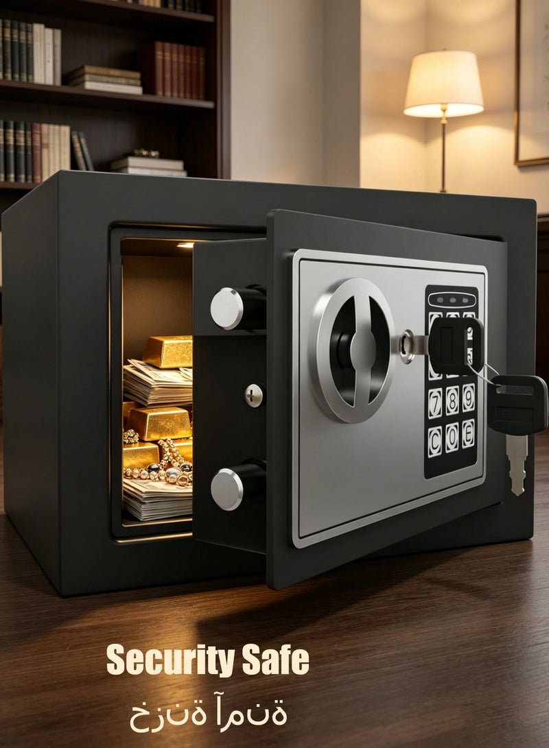 KIIUMI Security Safe - Digital Safe Electronic Steel Lock Box with Keypad to Protect Money, Jewelry, Passports for Home, Business or Travel, Black - Image 1