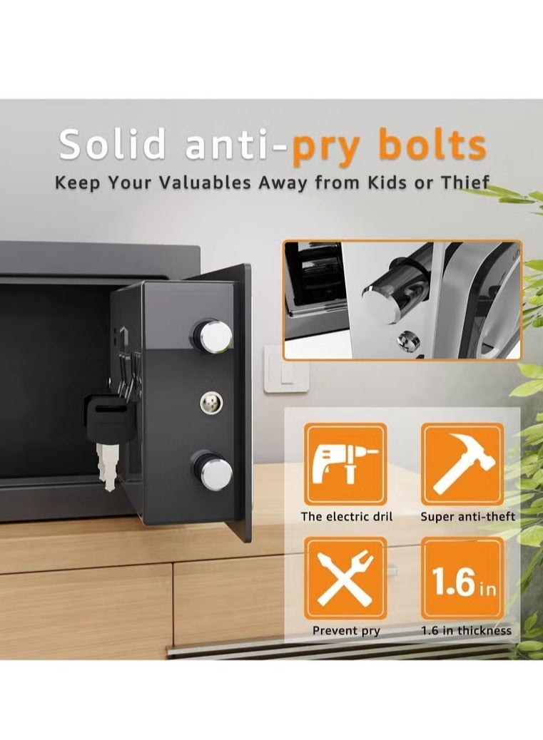 KIIUMI Security Safe - Digital Safe Electronic Steel Lock Box with Keypad to Protect Money, Jewelry, Passports for Home, Business or Travel, Black - Image 3