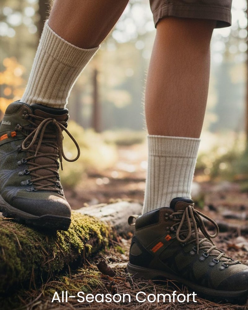 GoWith 4 Pairs Unisex Natural 97% Cotton Crew Socks, Comfy Cozy Breathable Seamless Casual Socks for Men & Women, Multicolor-5, Medium, Model 3012 - Image 2