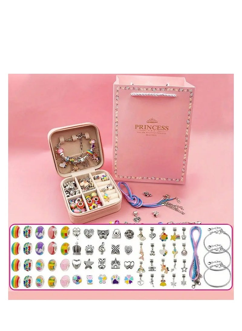 Capstro 68PCS Charm Bracelet Making Kit for Girls – DIY Jewelry Kit with Snake Chain Bracelets, Charms & Gift Box – Perfect Birthday, Christmas, Ramadan & Eid Gift for Kids Ages 6-12 (Rainbow) - Image 3