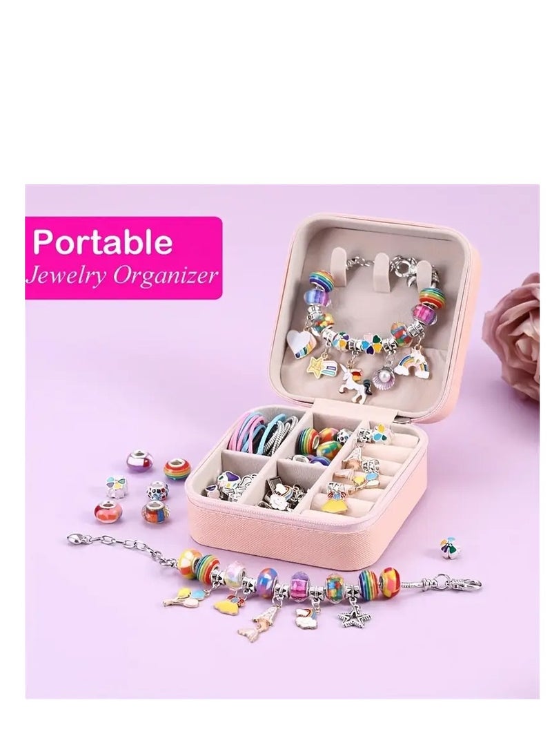 Capstro 68PCS Charm Bracelet Making Kit for Girls – DIY Jewelry Kit with Snake Chain Bracelets, Charms & Gift Box – Perfect Birthday, Christmas, Ramadan & Eid Gift for Kids Ages 6-12 (Rainbow) - Image 5