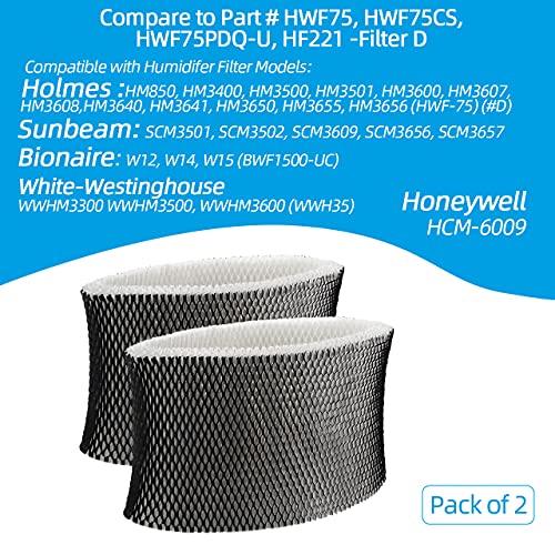 ANTOBLE Humidifier Filters Replacements for Holmes HWF72 HWF75 HWF75CS HWF75PDQ-U; Sunbeam SCM3501 SCM3502 SCM3656 SCM3657 SCM3609P Humidifier - 2 Pack - Image 4