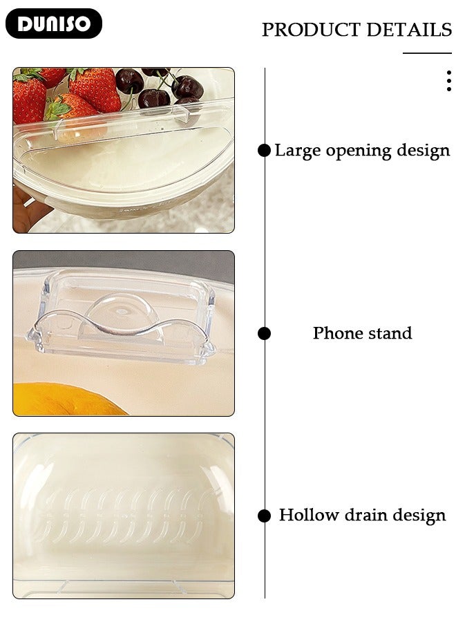 DUNISO Double-Layer Snack Bowl, Detachable Nut Bowl with Cellphone Holder Slot, Pistachio Bowl with Food Waste Storage Compartment, Snack Serving Tray for Sunflower Seed Peanut Cherries Edamame Fruits Candy - Image 3