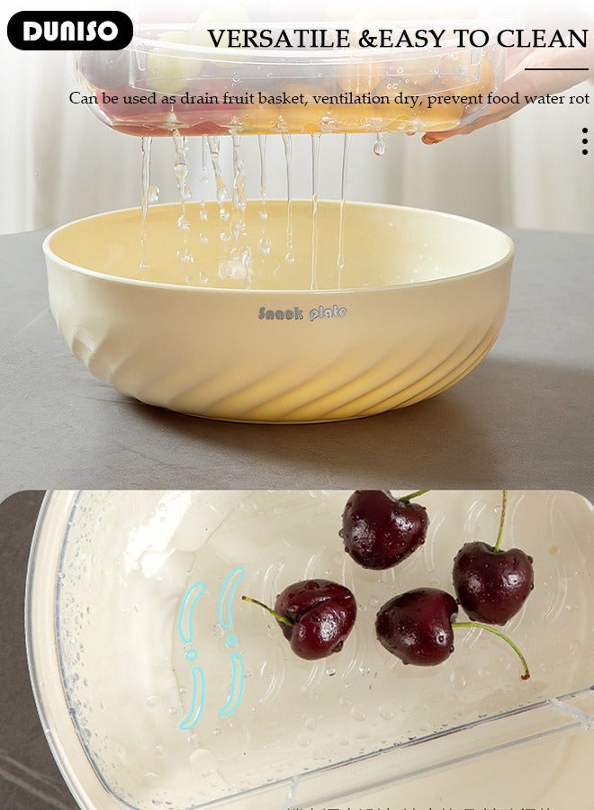 DUNISO Double-Layer Snack Bowl, Detachable Nut Bowl with Cellphone Holder Slot, Pistachio Bowl with Food Waste Storage Compartment, Snack Serving Tray for Sunflower Seed Peanut Cherries Edamame Fruits Candy - Image 4