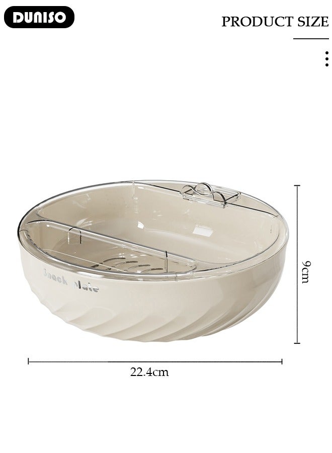 DUNISO Double-Layer Snack Bowl, Detachable Nut Bowl with Cellphone Holder Slot, Pistachio Bowl with Food Waste Storage Compartment, Snack Serving Tray for Sunflower Seed Peanut Cherries Edamame Fruits Candy - Image 2