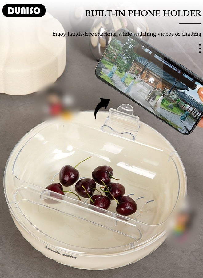 DUNISO Double-Layer Snack Bowl, Detachable Nut Bowl with Cellphone Holder Slot, Pistachio Bowl with Food Waste Storage Compartment, Snack Serving Tray for Sunflower Seed Peanut Cherries Edamame Fruits Candy - Image 5