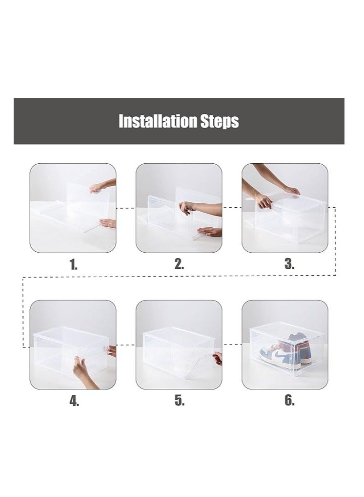 Cool Baby COOLBABY Shoe Storage Box Set of 8 Shoe Box Clear Plastic Stackable Drop Front with Lids Shoe Organizer and Containers For Men/Women Easy Assembly（Transparent） - Image 4