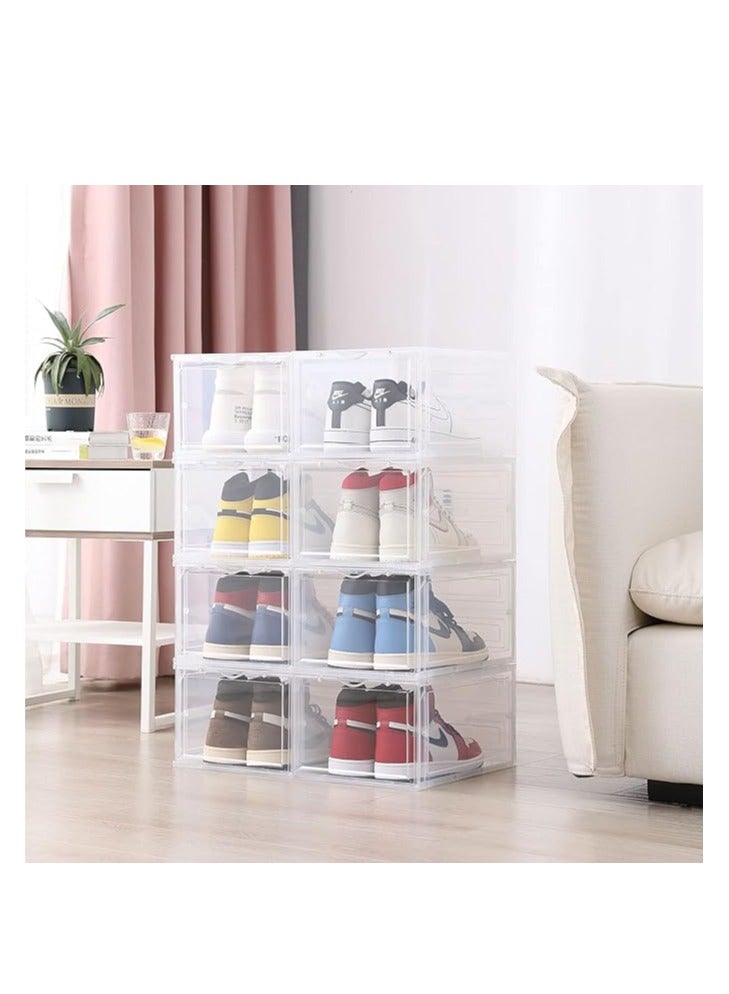 Cool Baby COOLBABY Shoe Storage Box Set of 8 Shoe Box Clear Plastic Stackable Drop Front with Lids Shoe Organizer and Containers For Men/Women Easy Assembly（Transparent） - Image 2