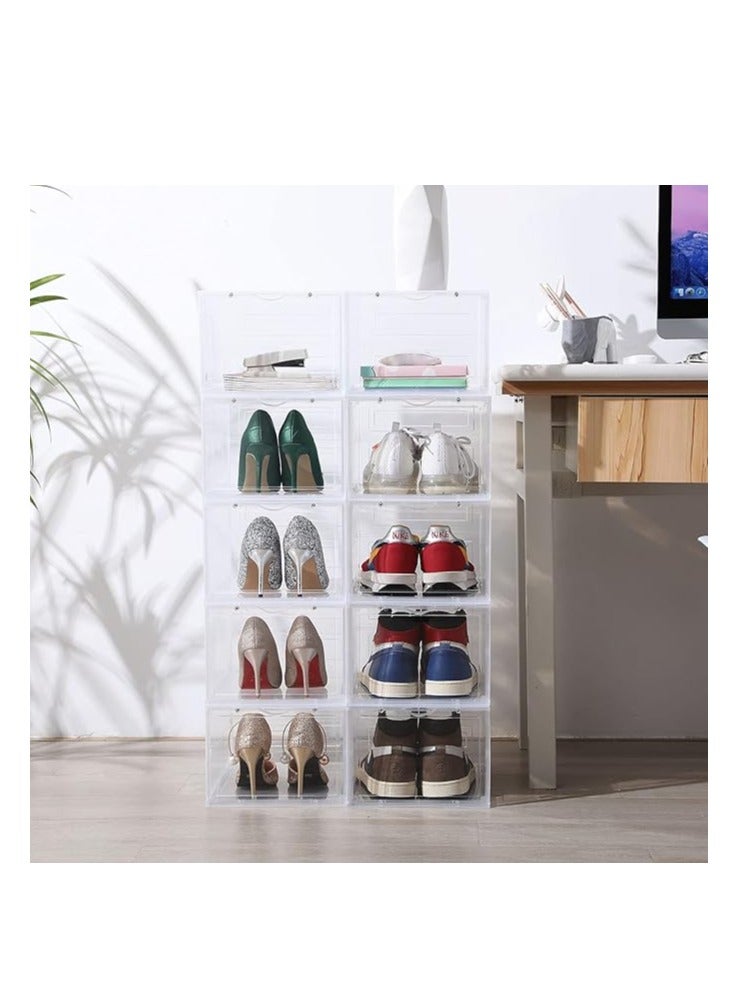 Cool Baby COOLBABY Shoe Storage Box Set of 8 Shoe Box Clear Plastic Stackable Drop Front with Lids Shoe Organizer and Containers For Men/Women Easy Assembly（Transparent） - Image 3