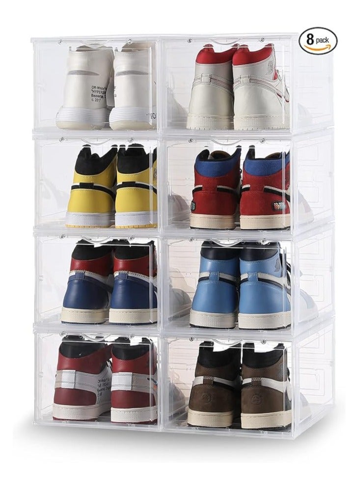 Cool Baby COOLBABY Shoe Storage Box Set of 8 Shoe Box Clear Plastic Stackable Drop Front with Lids Shoe Organizer and Containers For Men/Women Easy Assembly（Transparent） - Image 1
