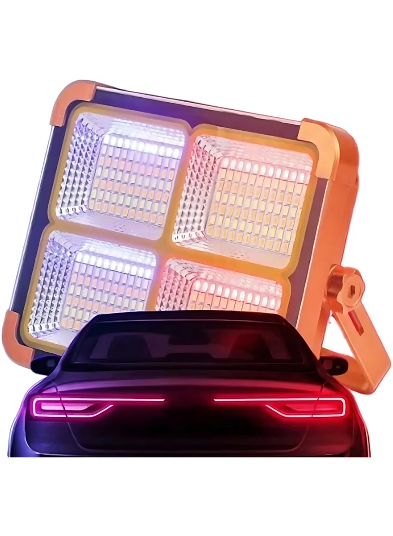 ليد كشاف LED محمول يعمل بالطاقة الشمسية بقدرة 300 وات، يتميز بمقاومة الماء وفقاً لمعيار IP66 ويحتوي على بطارية قابلة لإعادة الشحن يمكن استخدامها لشحن الهواتف عبر منفذ USB. - Image 5