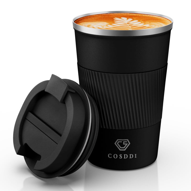 CS COSDDI 12 oz Stainless Steel Vacuum Insulated Tumbler - Coffee Travel Mug Spill Proof with Lid - coffee Cup for Keep Hot/Ice Coffee,Tea and Beer (3rd Black) - Image 1