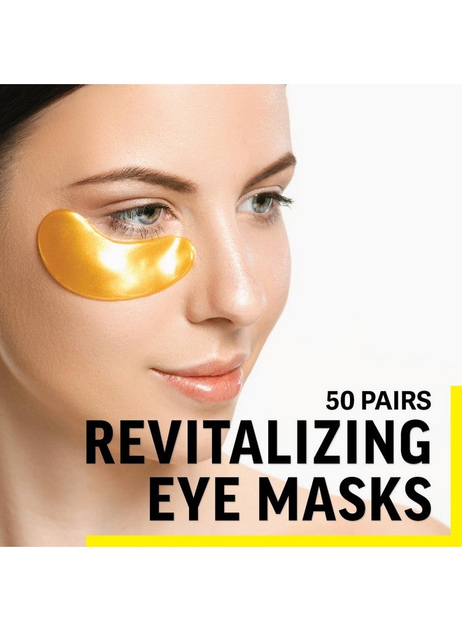 زيست قناع العين من زست، ٥٠ زوجًا، جل كريستالي من الذهب عيار ٢٤ قيراطًا، مع الكولاجين - وسادات تحت العين لترطيب البشرة وتقليل الخطوط الدقيقة والهالات السوداء وانتفاخات العين للنساء والرجال - Image 2