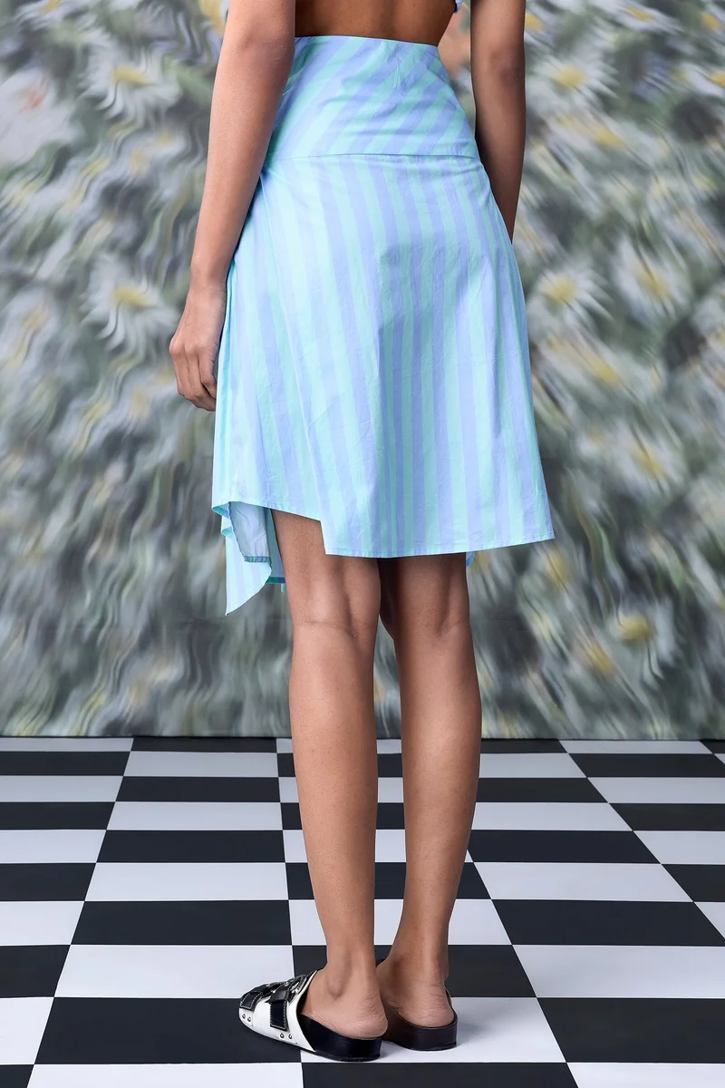 Genes Lecoanet Hemant Deconstructed Stripe Skirt- Blue Green