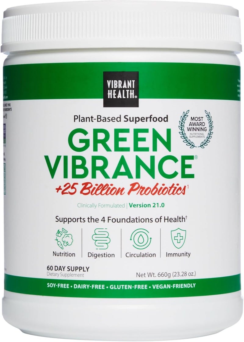 Vibrant Health Green Vibrance Vegan Superfood Powder Boost Energy 60 Servings - Image 1