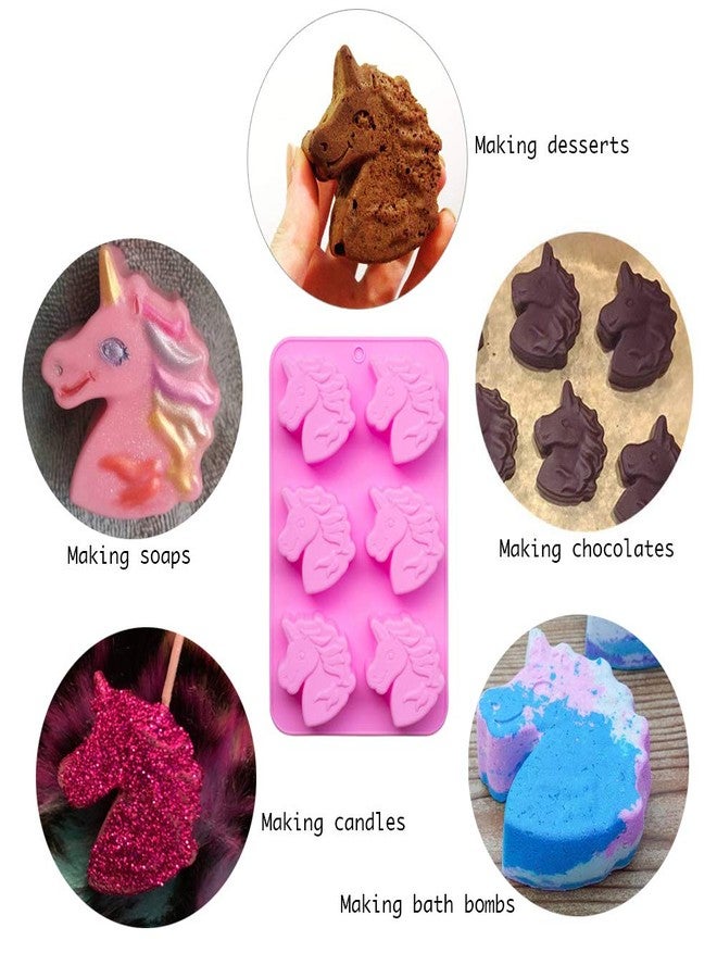 Fewo 6 Cavities Unicorn Head Cupcake Mold, Non-Stick Unicorn Shaped Silicone Mould for Party Cakes Soaps Bath Bombs Jello Shots Kids' Baking Supplies - Image 3