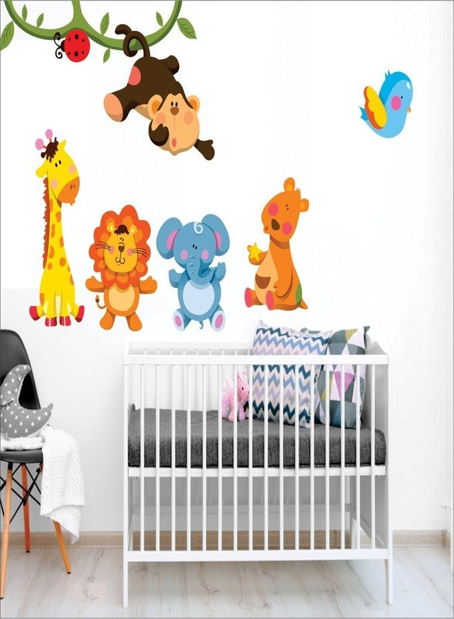 AH Decals Vinyl Wall Sticker Animated Lion Giraffe Elephant Animals Sticker for Kids Bedroom Play School (65 cm x 50 cm) - Image 2