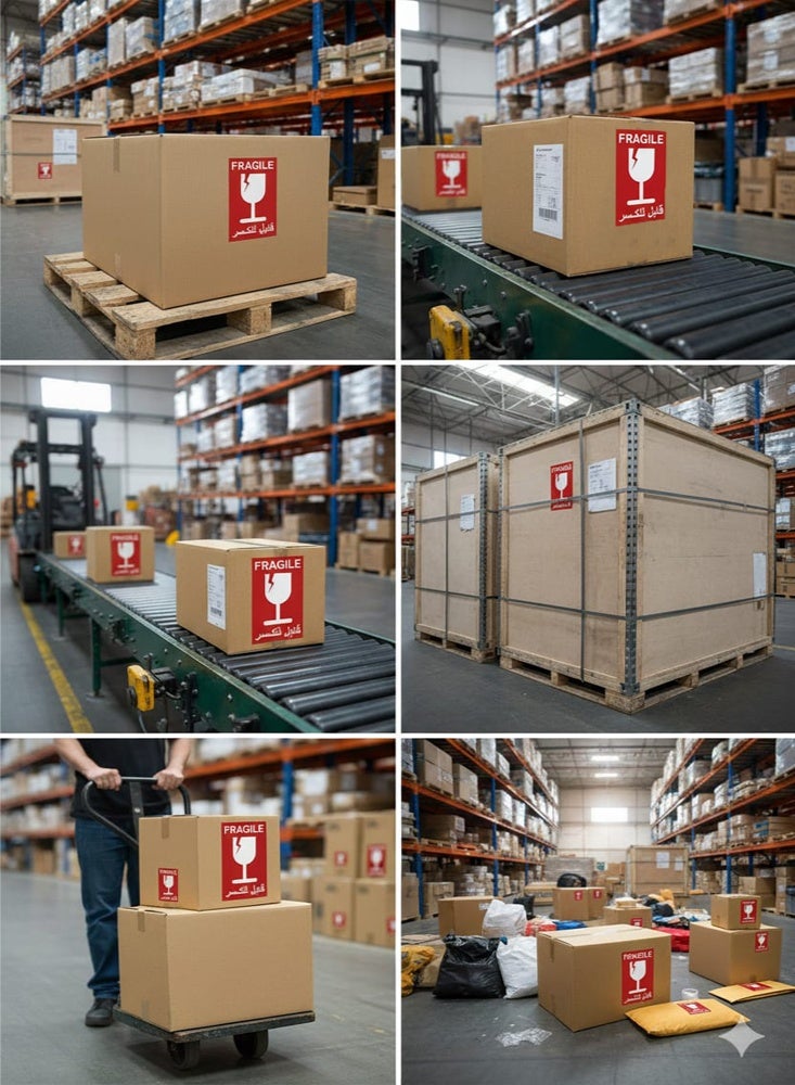 ملصق تحذيري للشحنات القابلة للكسر - مقاس الملصق ١٥*١٠ سم - Image 3