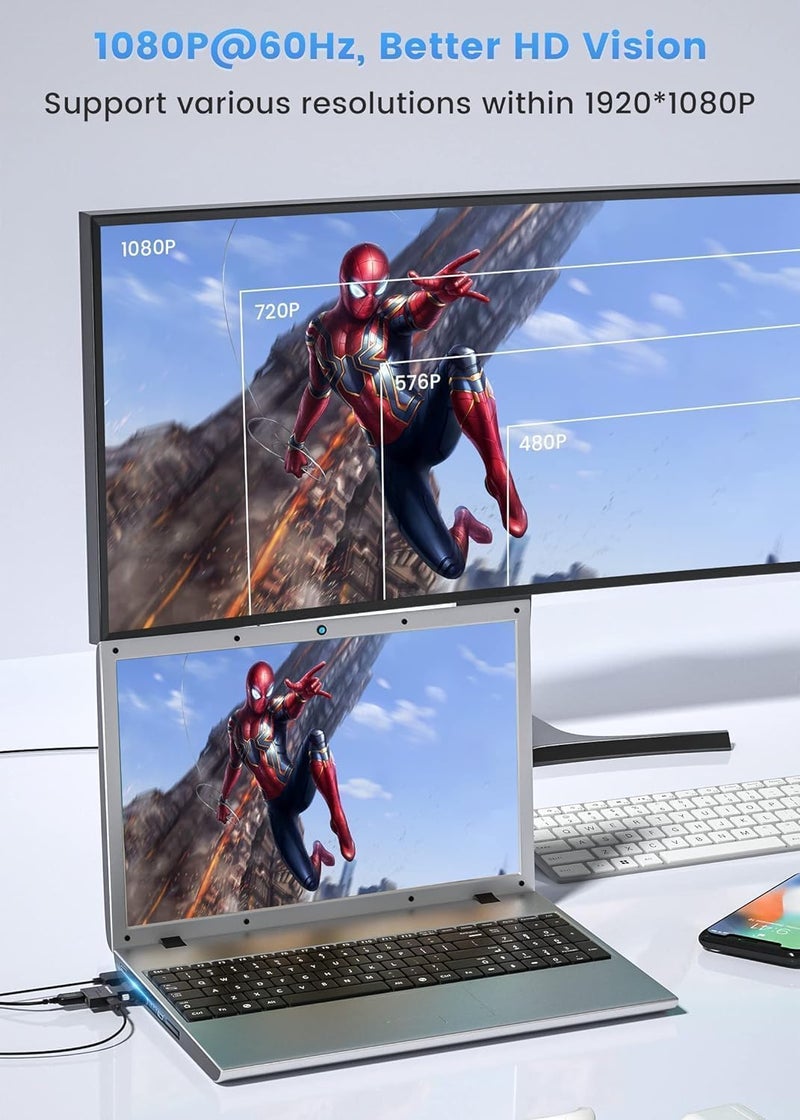 VOOCME (VGA to HDMI Adapter Converter with Audio,(PC VGA Source Output to TV/Monitor with HDMI Connector), Active Male VGA in Female HDMI 1080p Video Dongle adaptador for Computer,Laptop,Projector - Image 4