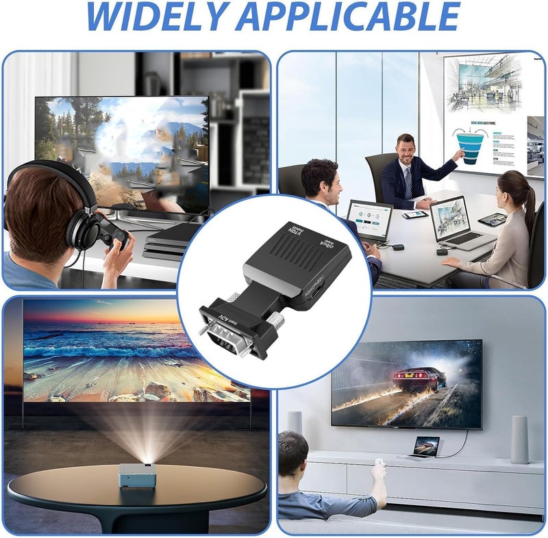 VOOCME (VGA to HDMI Adapter Converter with Audio,(PC VGA Source Output to TV/Monitor with HDMI Connector), Active Male VGA in Female HDMI 1080p Video Dongle adaptador for Computer,Laptop,Projector - Image 3