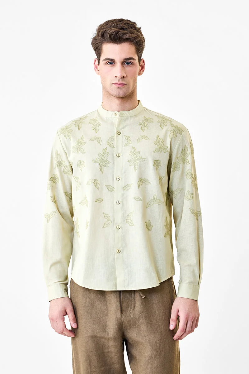 SNITCH Green Embroidered Luxe Sheer Shirt for Men | Best Price UAE