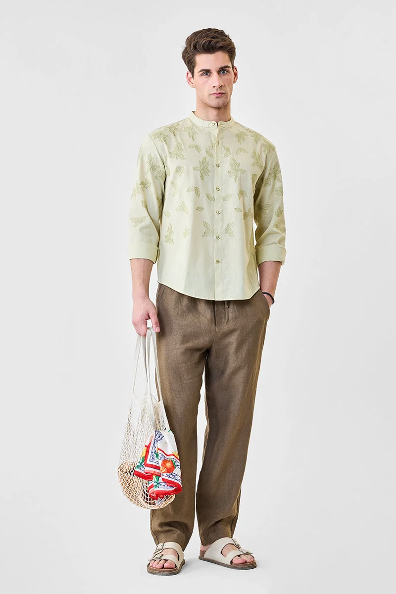 SNITCH Green Embroidered Luxe Sheer Shirt for Men | Best Price UAE