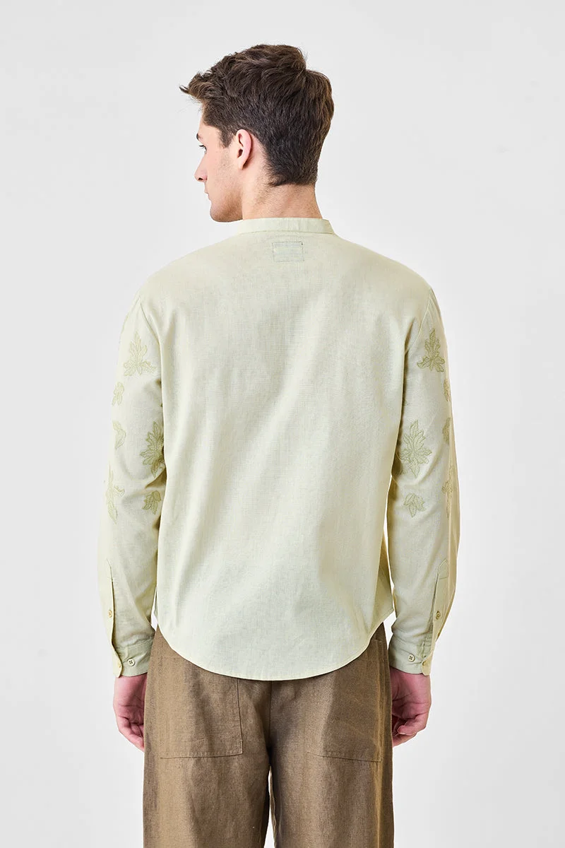 SNITCH Green Embroidered Luxe Sheer Shirt for Men | Best Price UAE