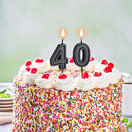 Frienda 40th Birthday Candles, Number 40 Candles, Happy Birthday Cake Topper Decoration for Men Women Anniversary Party Wedding Decoration Anniversary Celebration Supplies Theme Party (Black) - Image 4