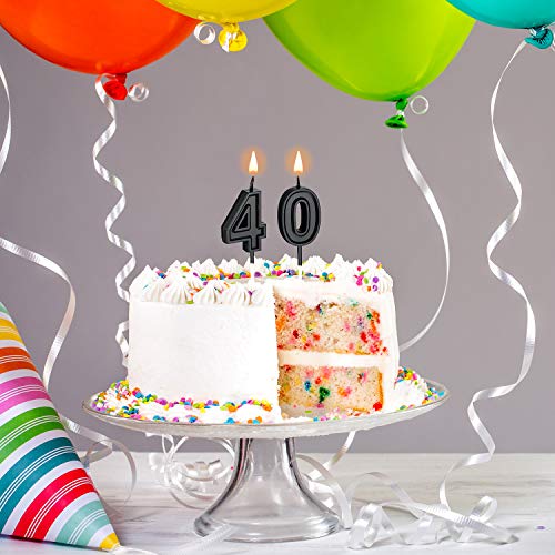 Frienda 40th Birthday Candles, Number 40 Candles, Happy Birthday Cake Topper Decoration for Men Women Anniversary Party Wedding Decoration Anniversary Celebration Supplies Theme Party (Black) - Image 3